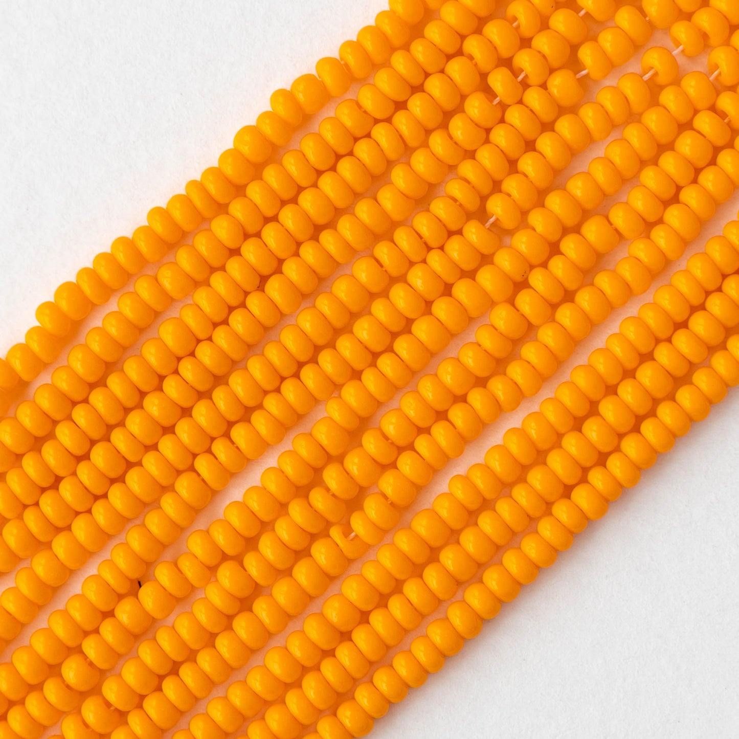 9/0 Glass Seed Beads - Opaque Light Orange - 18 inch strands - Whole or Half Hank