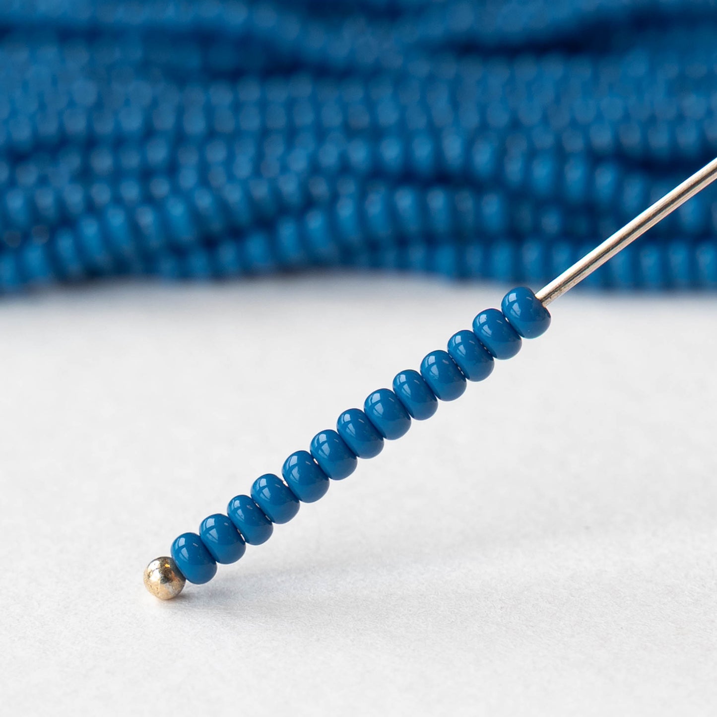 9/0 Glass Seed Beads - Opaque Slate Blue - 18 inch strands - Whole or Half hank