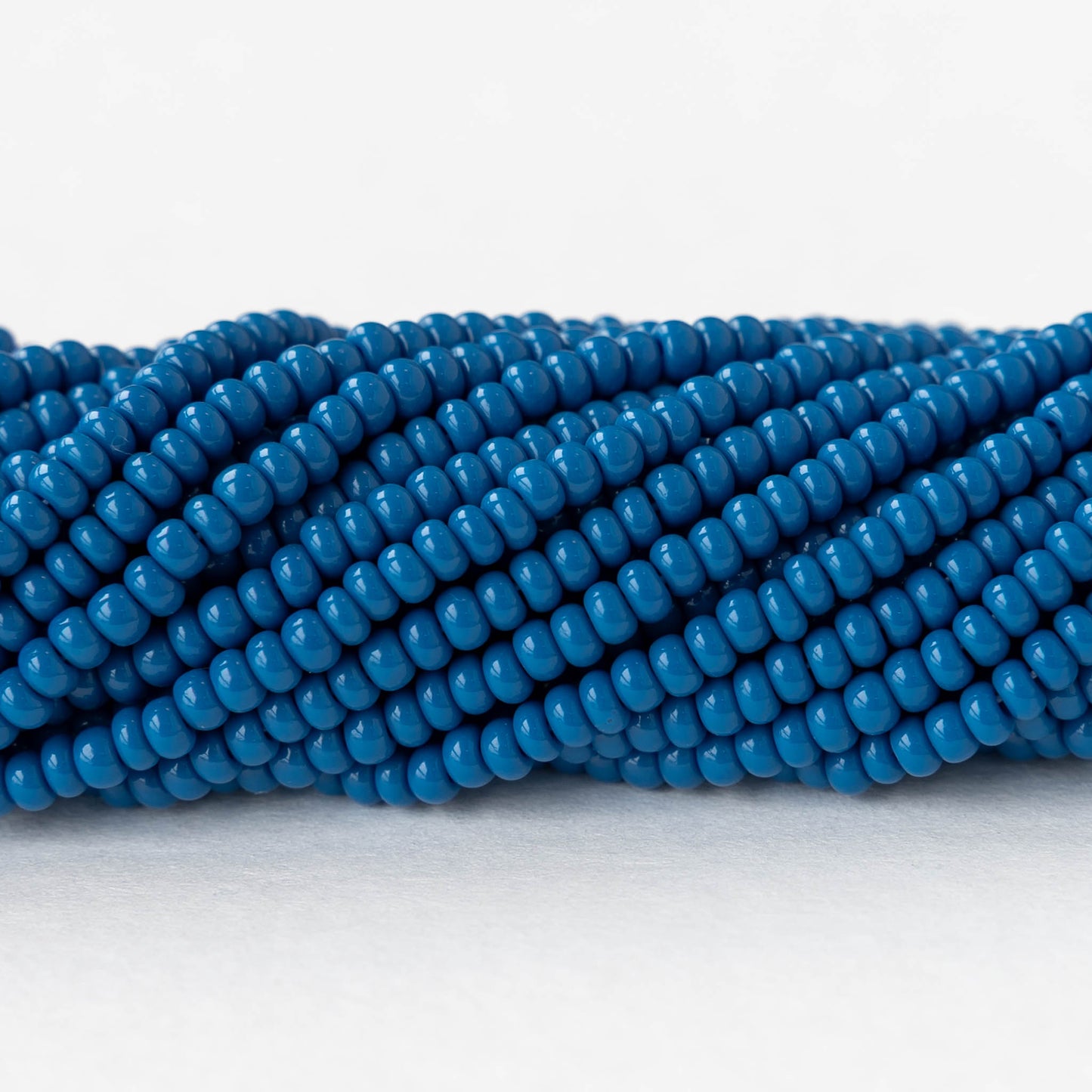9/0 Glass Seed Beads - Opaque Slate Blue - 18 inch strands - Whole or Half hank