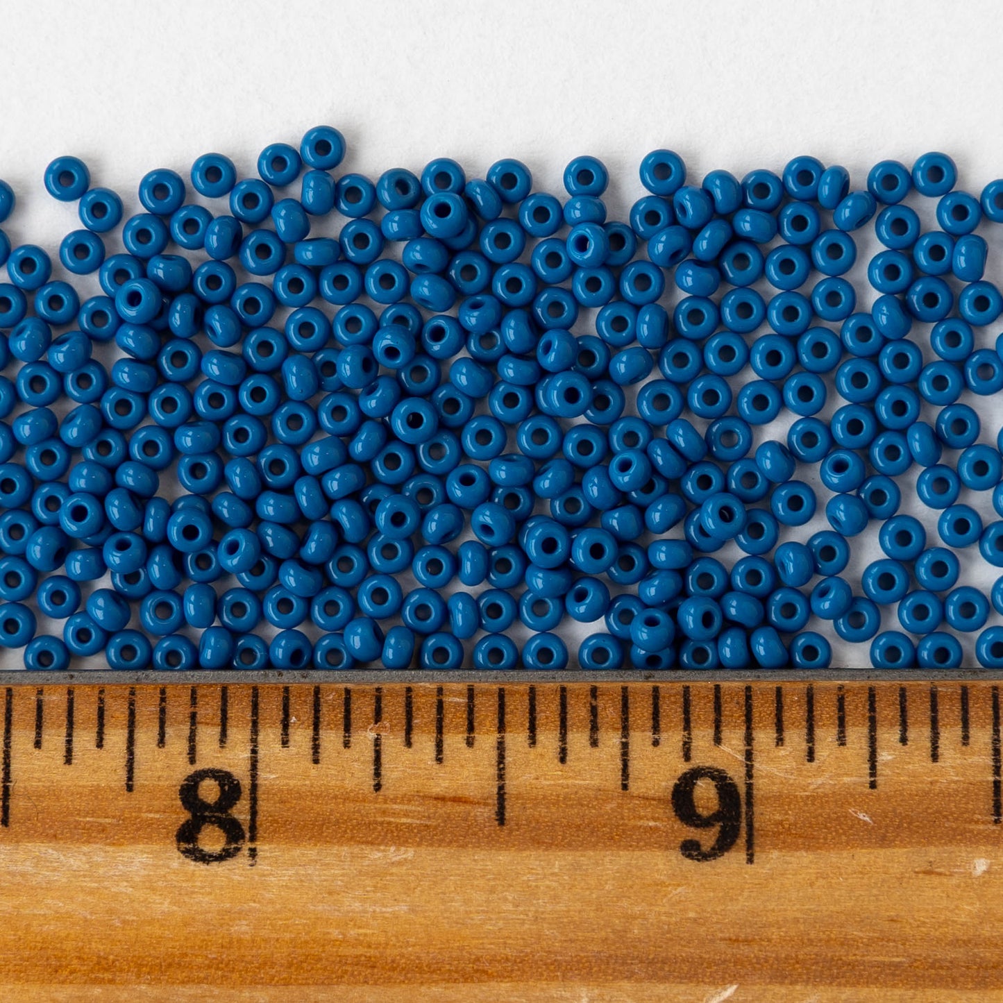 9/0 Glass Seed Beads - Opaque Slate Blue - 18 inch strands - Whole or Half hank