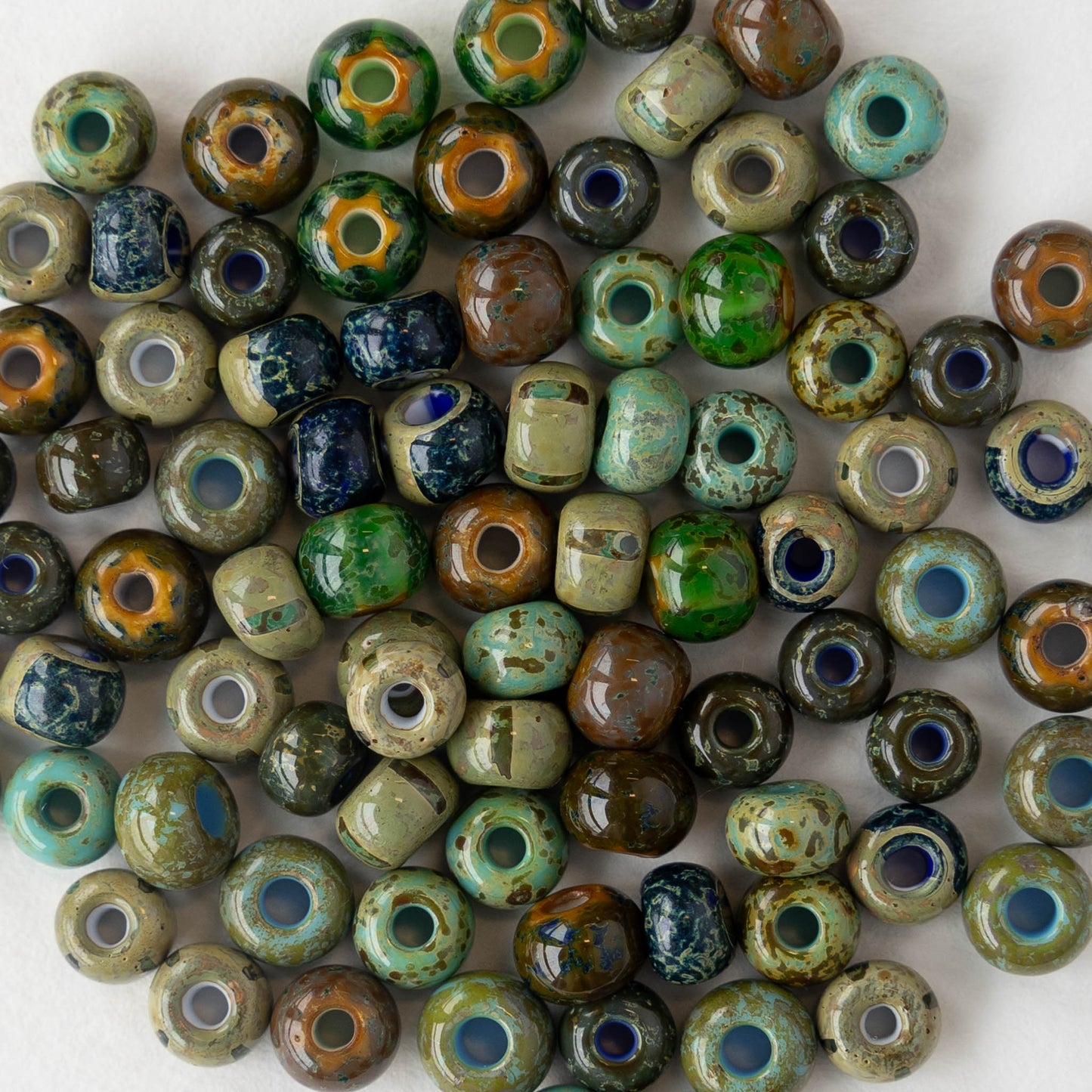 Size 2/0-3/0 Seed Bead Mix - Aged Neptune Striped Mix - 10 inches