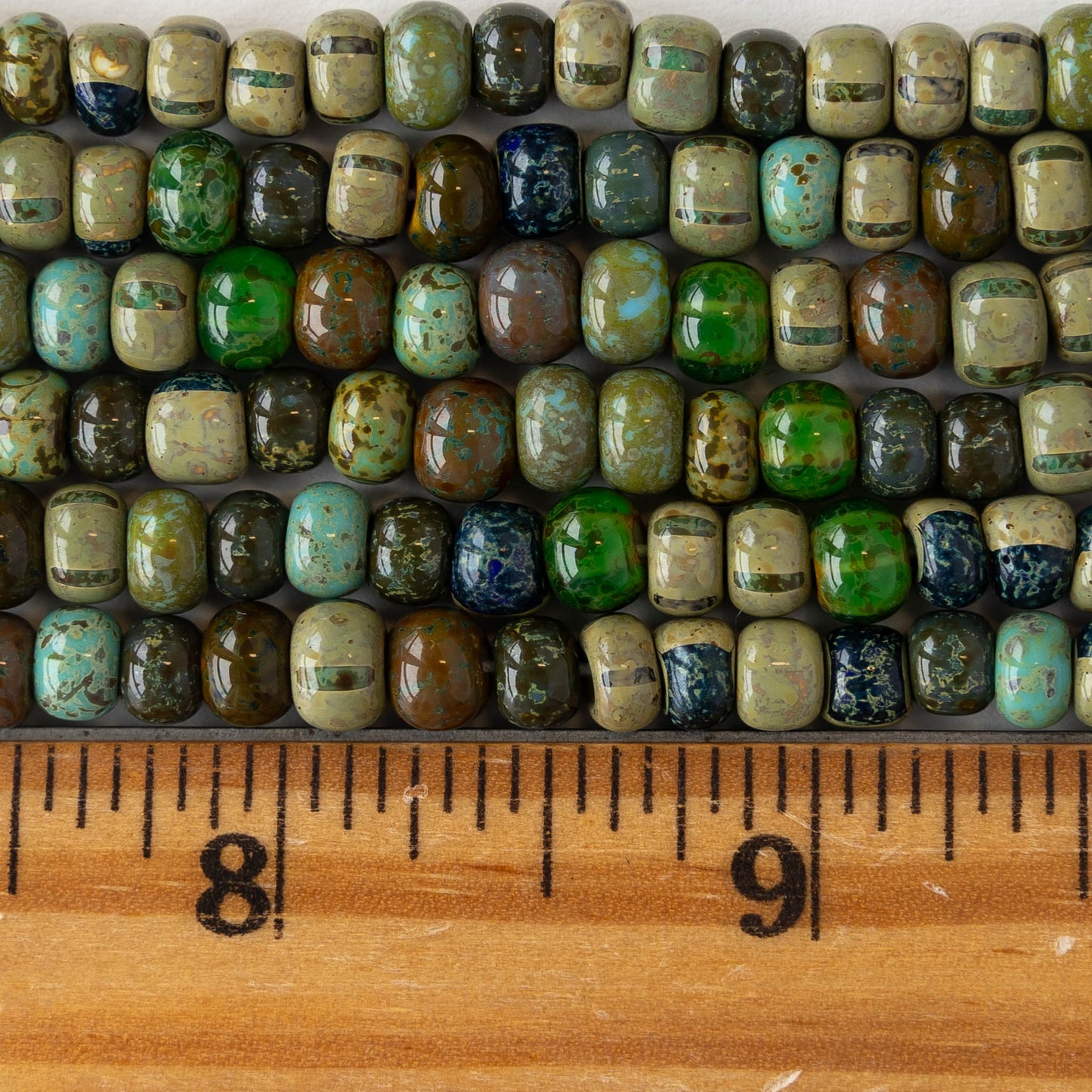 Size 2/0-3/0 Seed Bead Mix - Aged Neptune Striped Mix - 10 inches