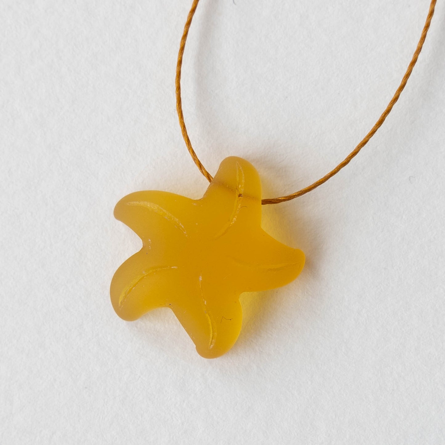 20mm Frosted Starfish Pendant - Amber - 4 Pendants