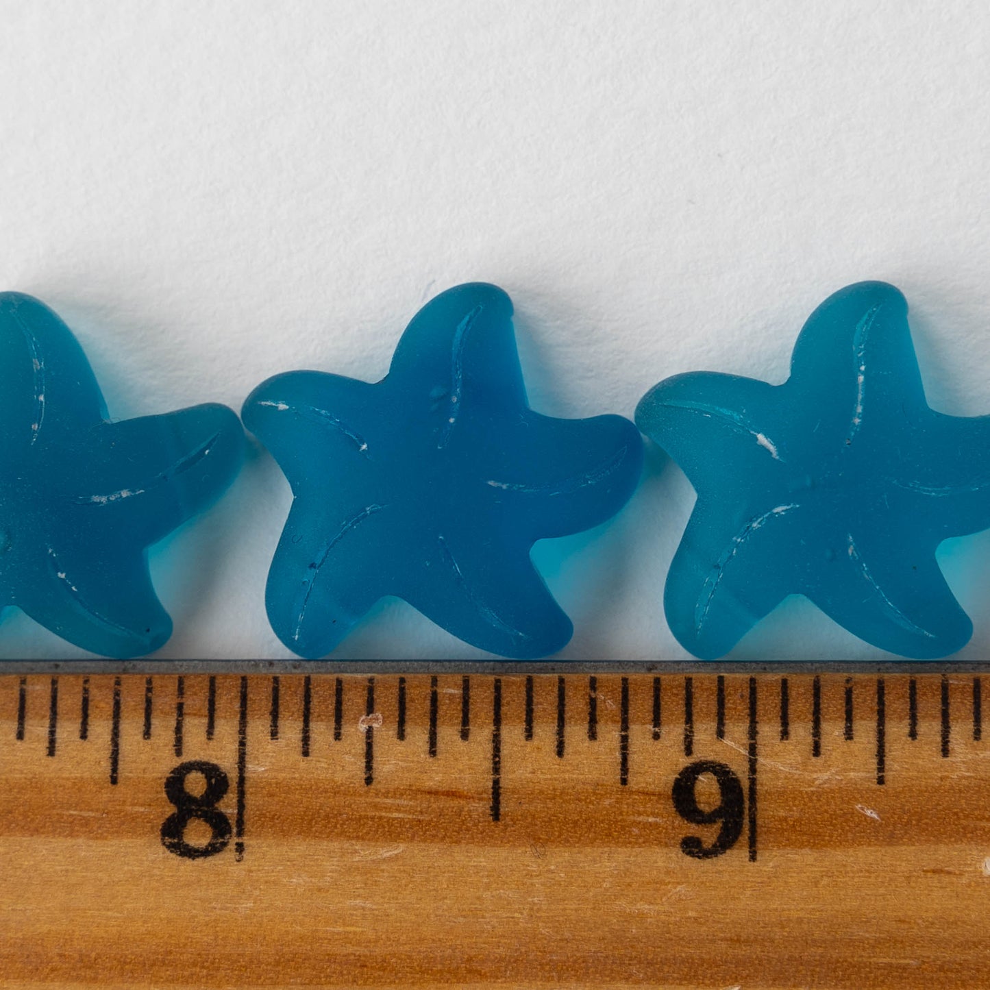 Frosted Starfish Pendant - Teal - 4 Pendants
