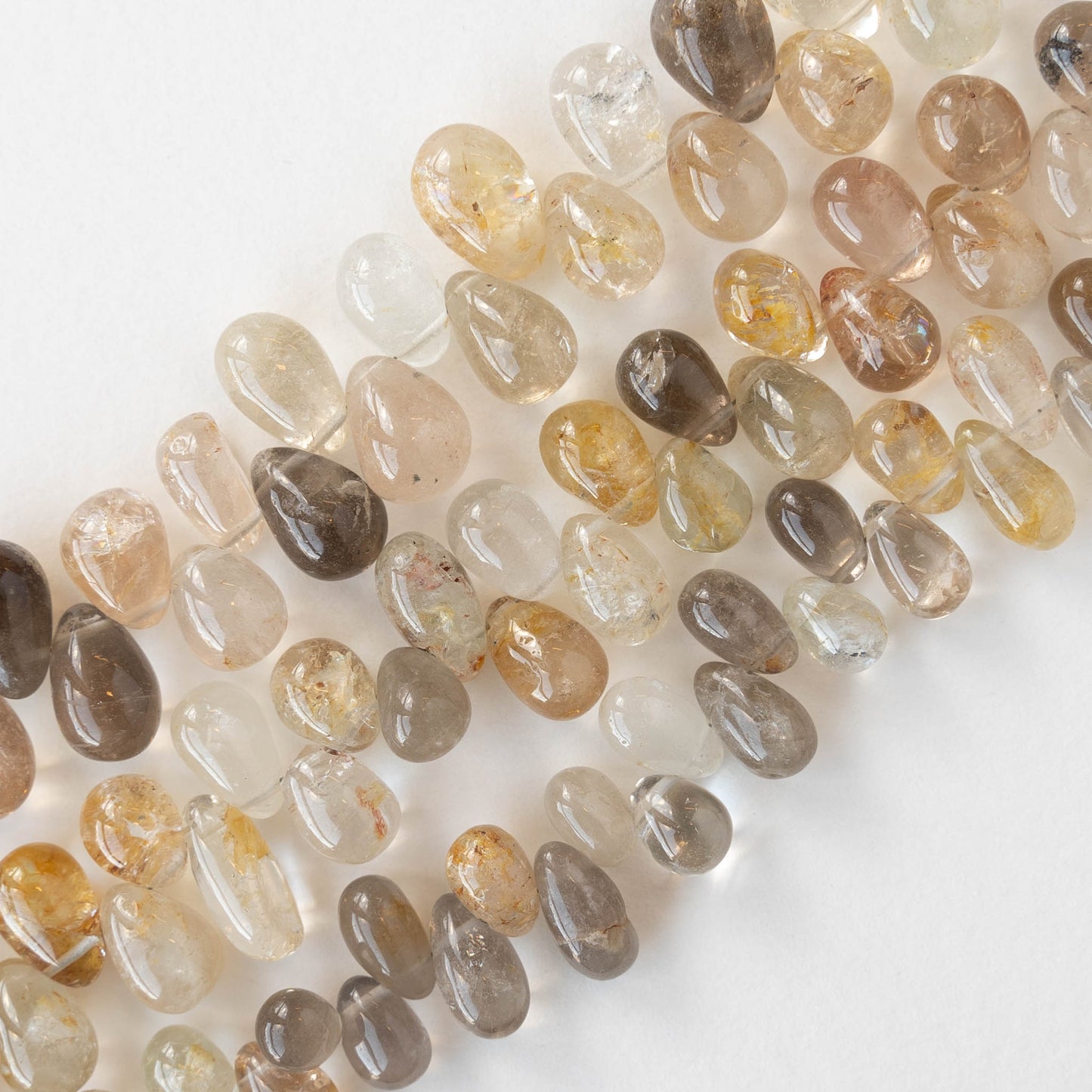 Rutilated Quartz Teardrops - 1 strand