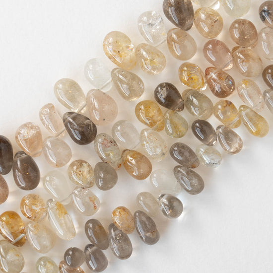 Rutilated Quartz Teardrops - 1 strand