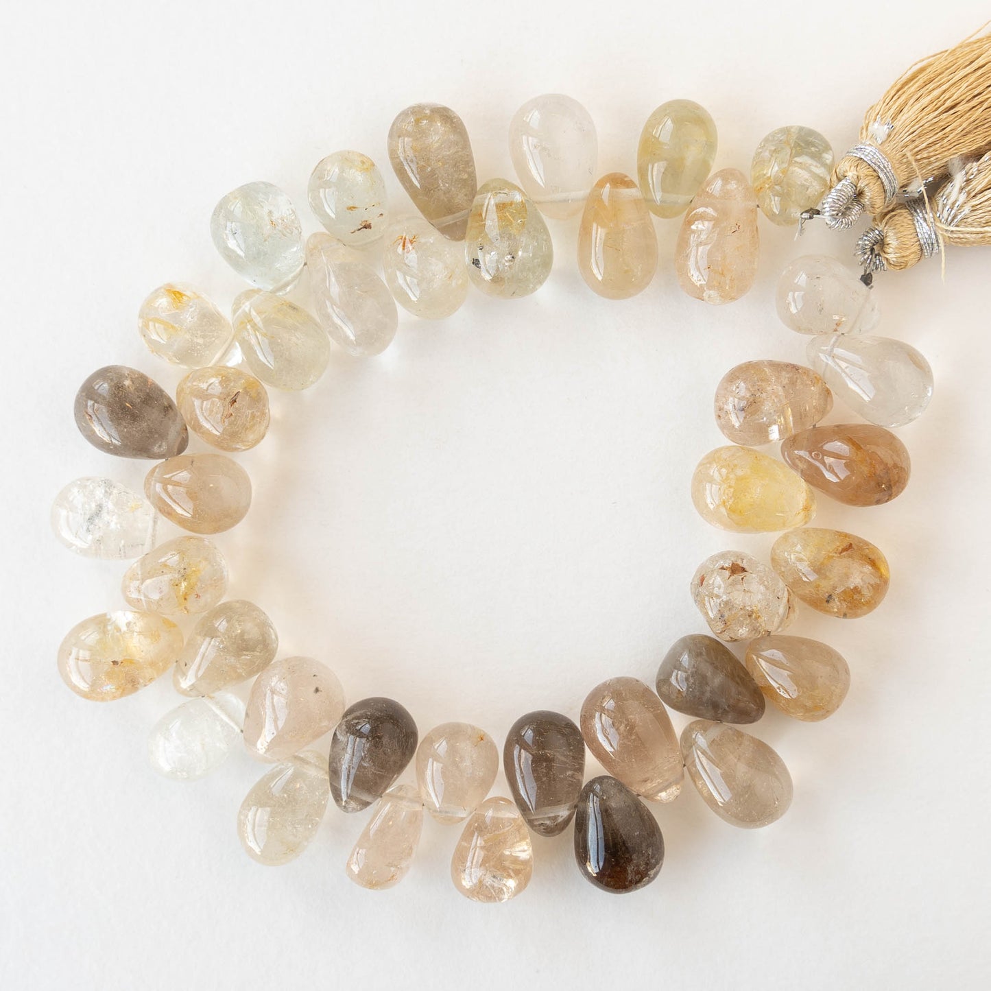 Rutilated Quartz Teardrops - 1 strand