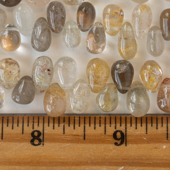 Rutilated Quartz Teardrops - 1 strand