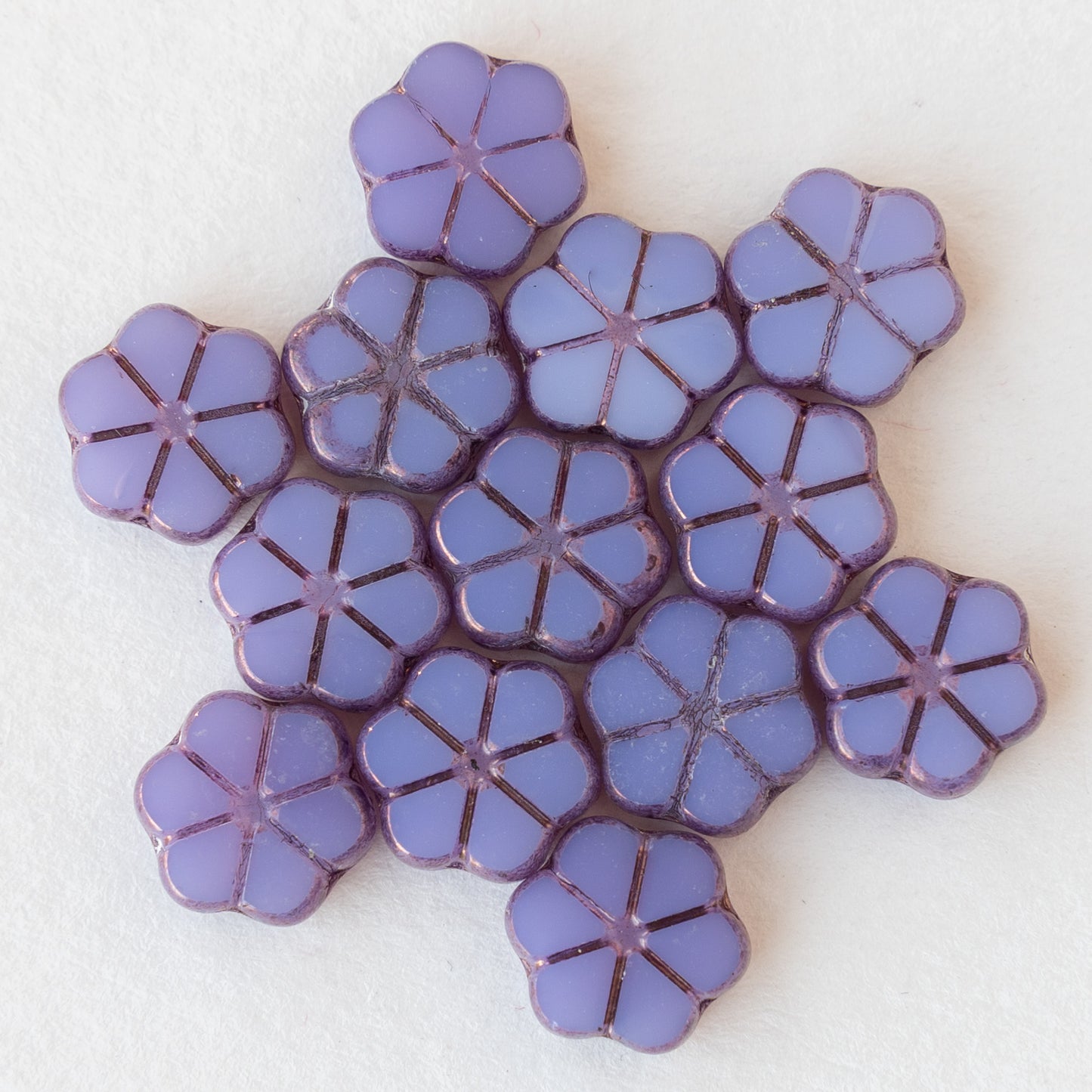 10mm Forget Me Not Flower Beads - Opaque Lavender - 15 Beads