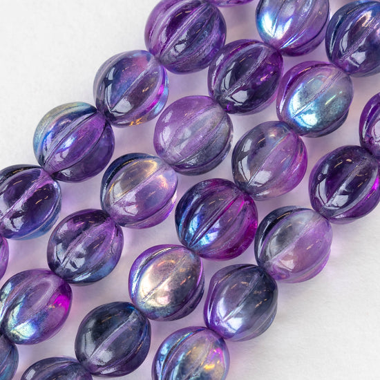10mm Melon Bead - Blue Purple Mix - 25 Beads – funkyprettybeads