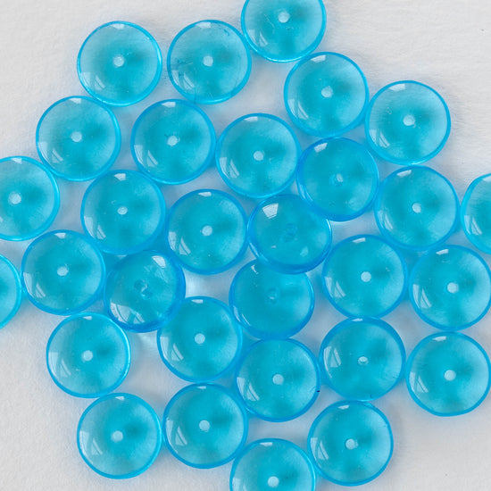 10mm Rondelle Beads - Aqua Blue  - 30 Beads