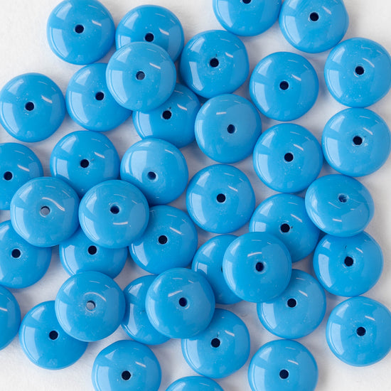 10mm Rondelle Beads - Opaque Sky Blue - 30 Beads