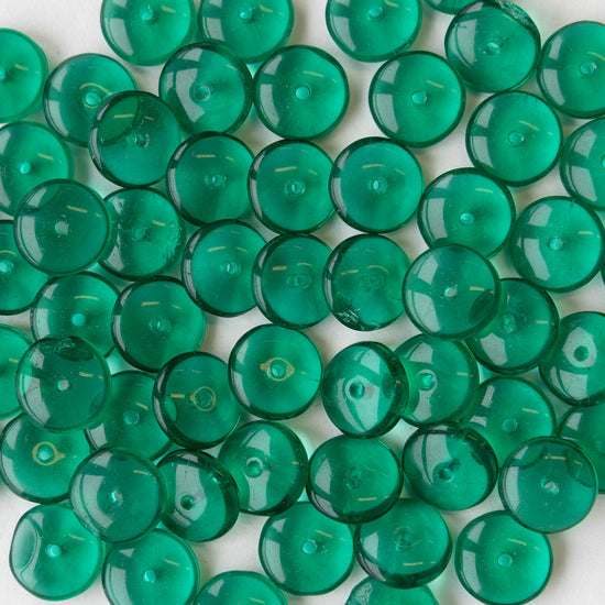 10mm Rondelle Beads - Emerald Green - 30 Beads
