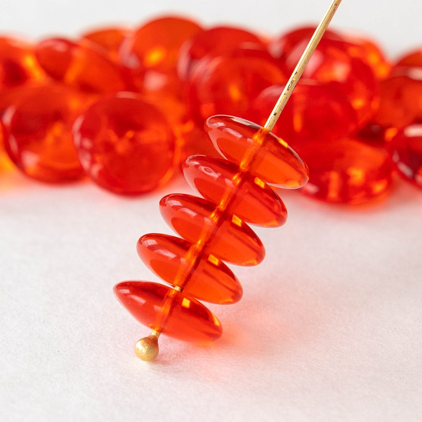 10mm Rondelle Beads - Orange Hyacinth - 30 Beads