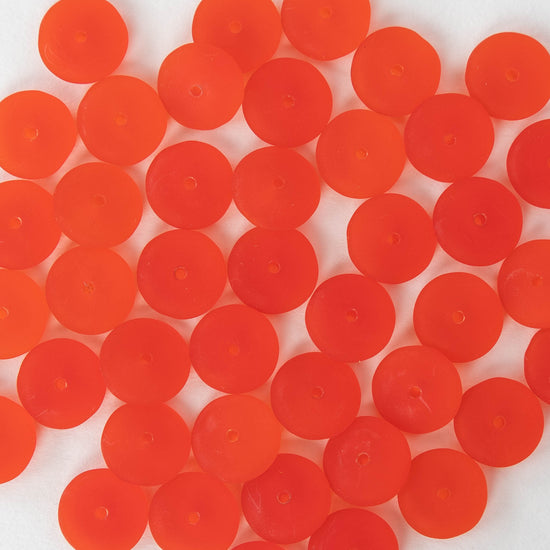 10mm Rondelle Beads - Orange Hyacinth Matte - 30 Beads