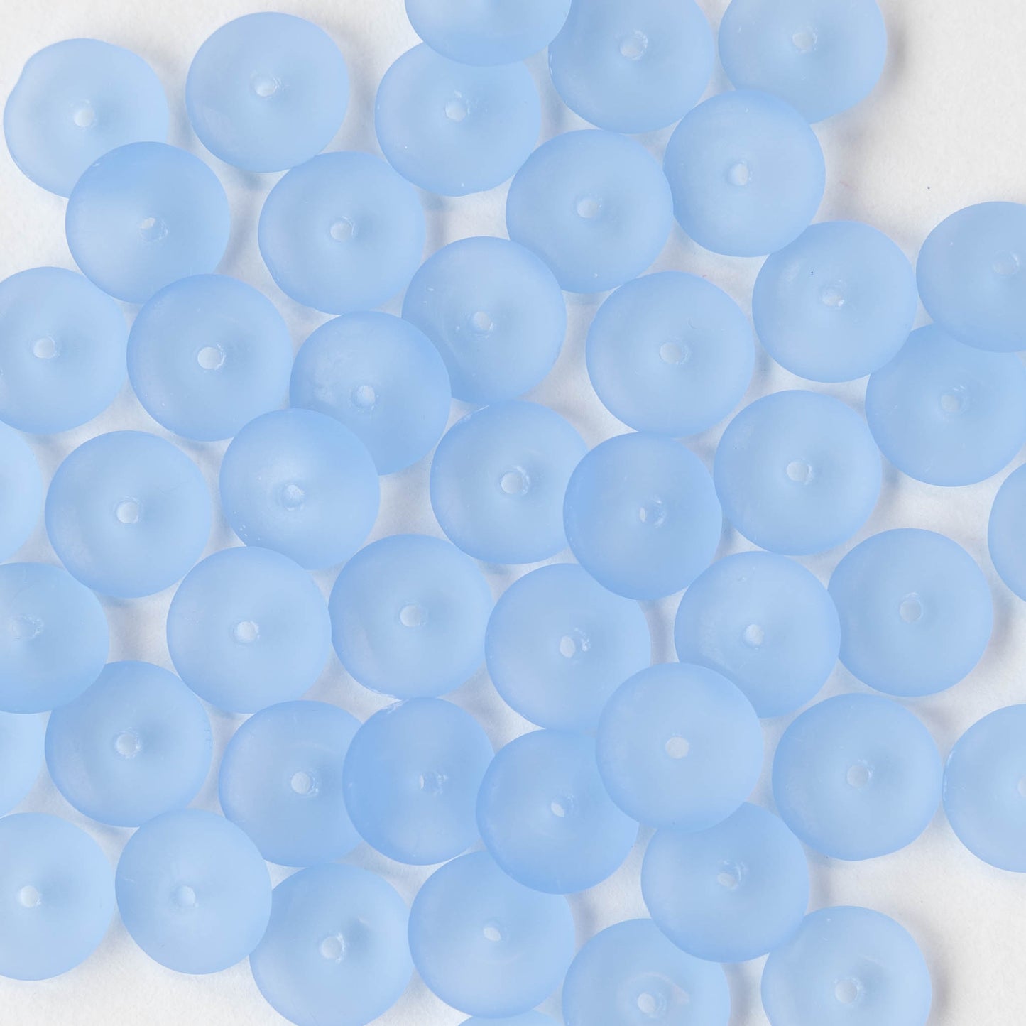 10mm Rondelle Beads - Light Sapphire Blue Matte  - 30 Beads