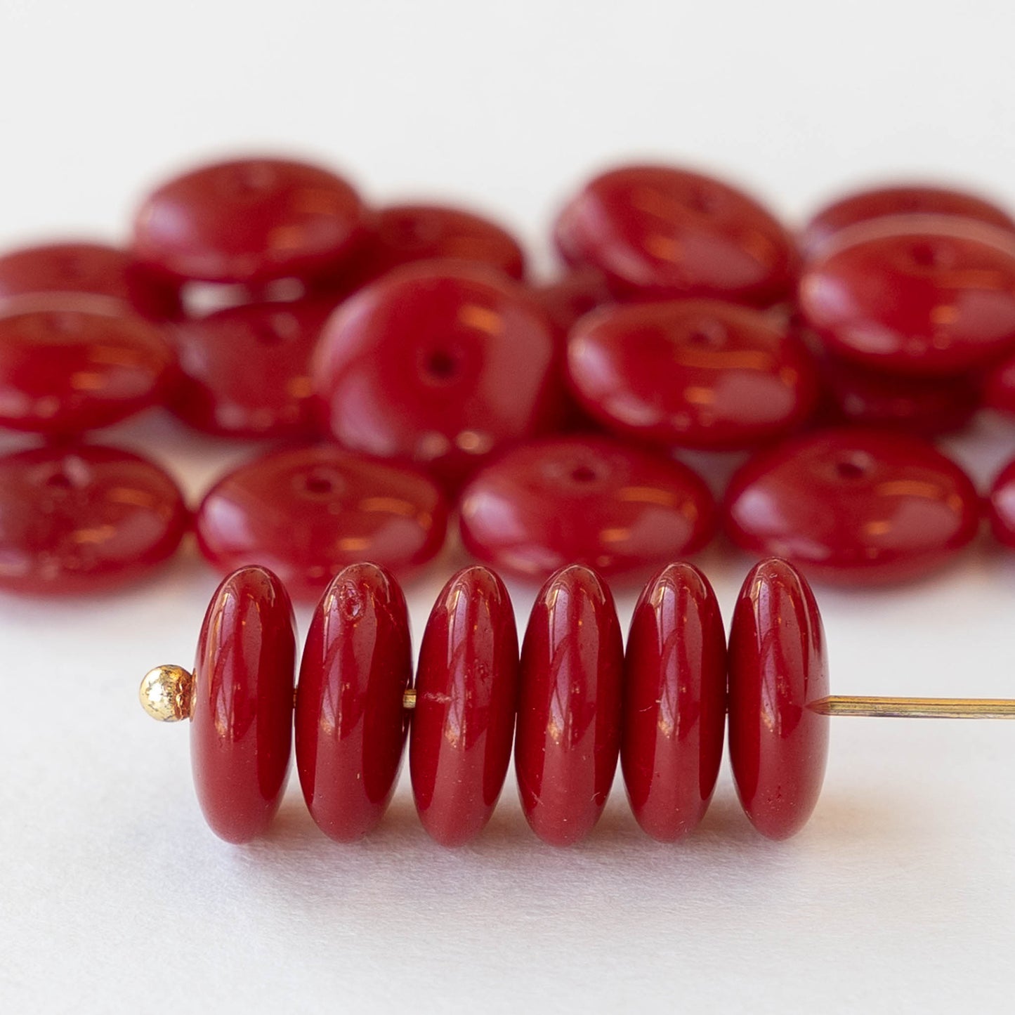 10mm Rondelle Beads - Dark Red - 30 Beads
