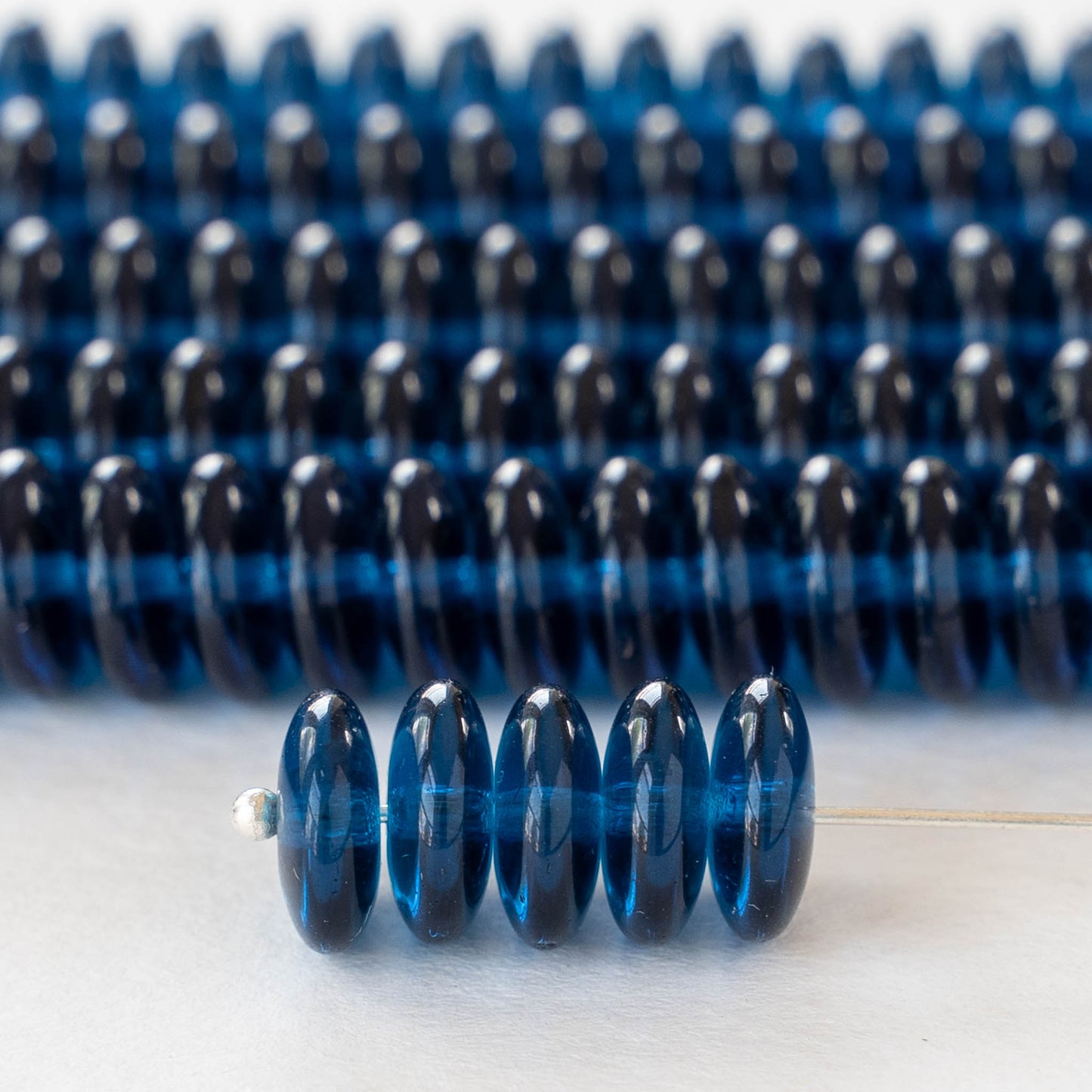 10mm Rondelle Beads - Capri Blue  - 30 Beads