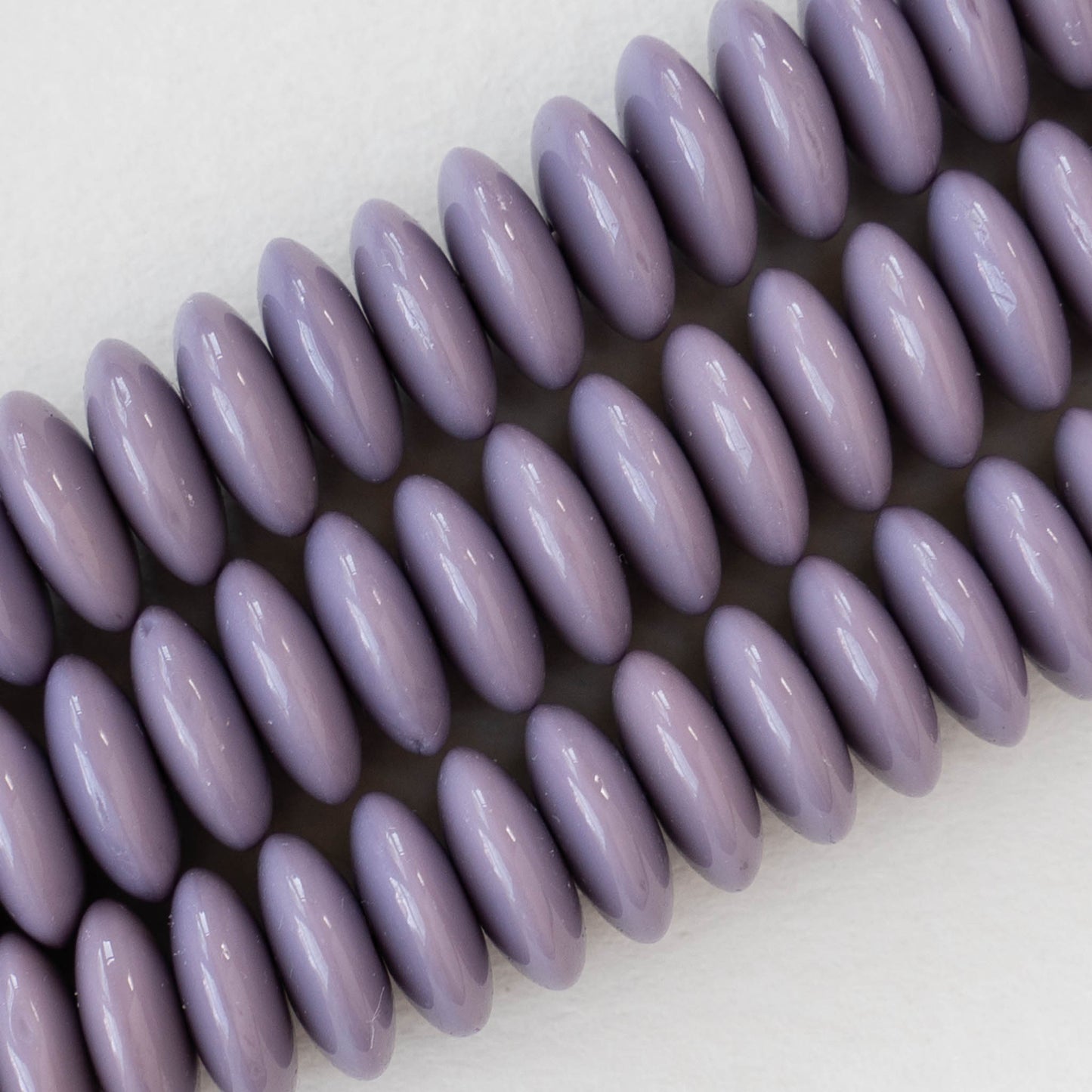 10mm Rondelle Beads - Opaque Lavender - 30 Beads