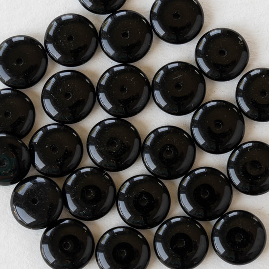 10mm Rondelle Beads - Opaque Black - 30 Beads