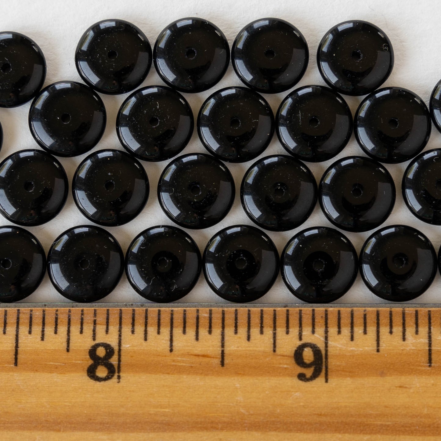 10mm Rondelle Beads - Opaque Black - 30 Beads