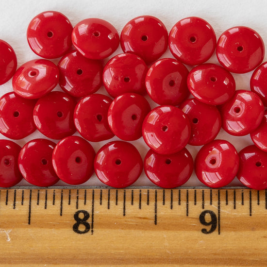 Load image into Gallery viewer, 10mm Rondelle Beads - Opaque Red - 30 Beads
