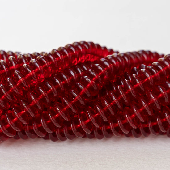 10mm Rondelle Beads - Ruby Red  - 30 Beads