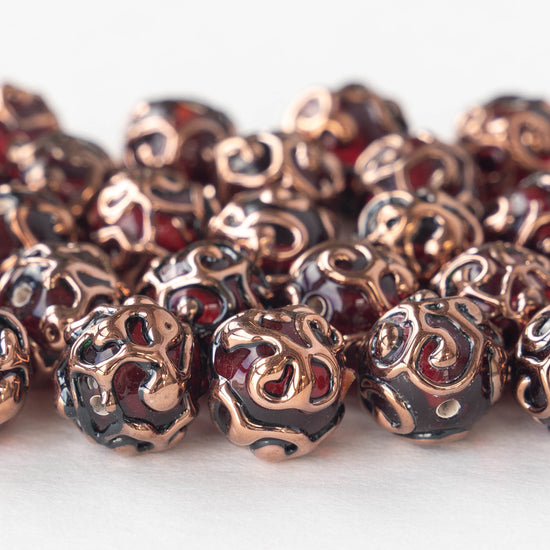 10mm Round Lampwork Beads - Red - 2, 6 or 12