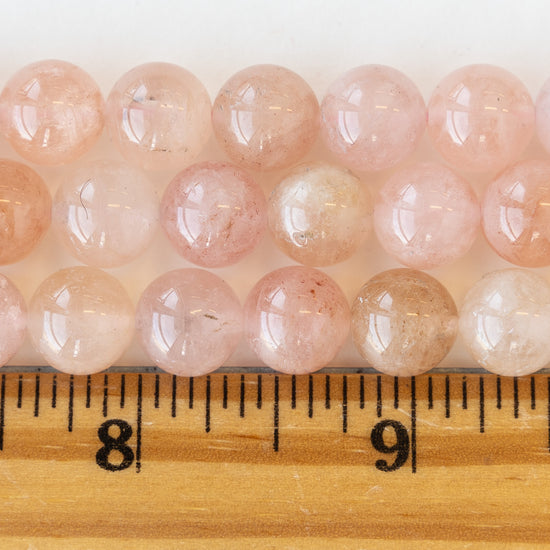 10mm Round Pink Morganite Gemstone Rounds - 16 Inches