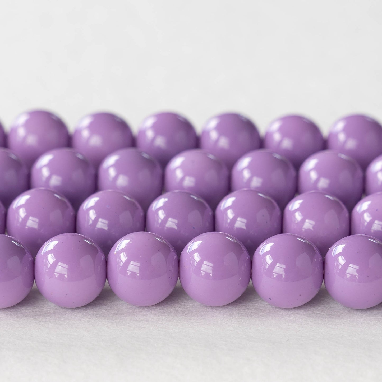 10mm Round Beads - Opaque Lilac - 10 or 20 Beads