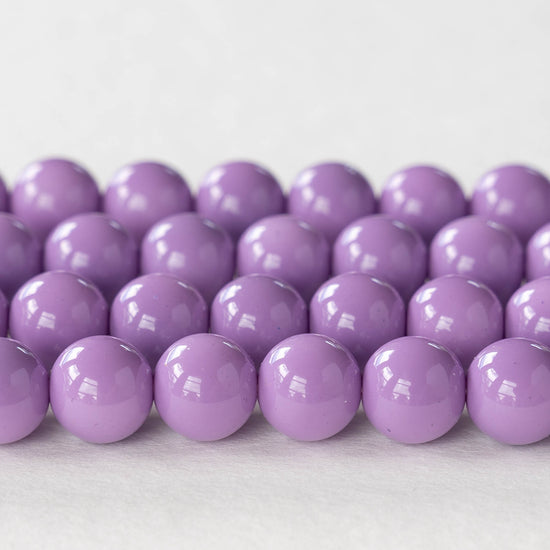 10mm Round Beads - Opaque Lilac - 10 or 20 Beads