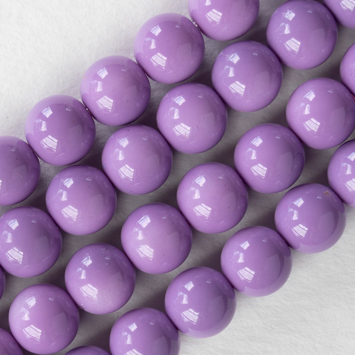 10mm Round Beads - Opaque Lilac - 10 or 20 Beads