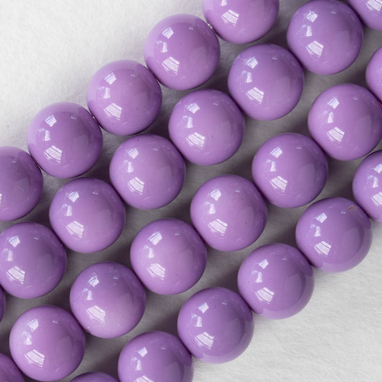 10mm Round Beads - Opaque Lilac - 10 or 20 Beads