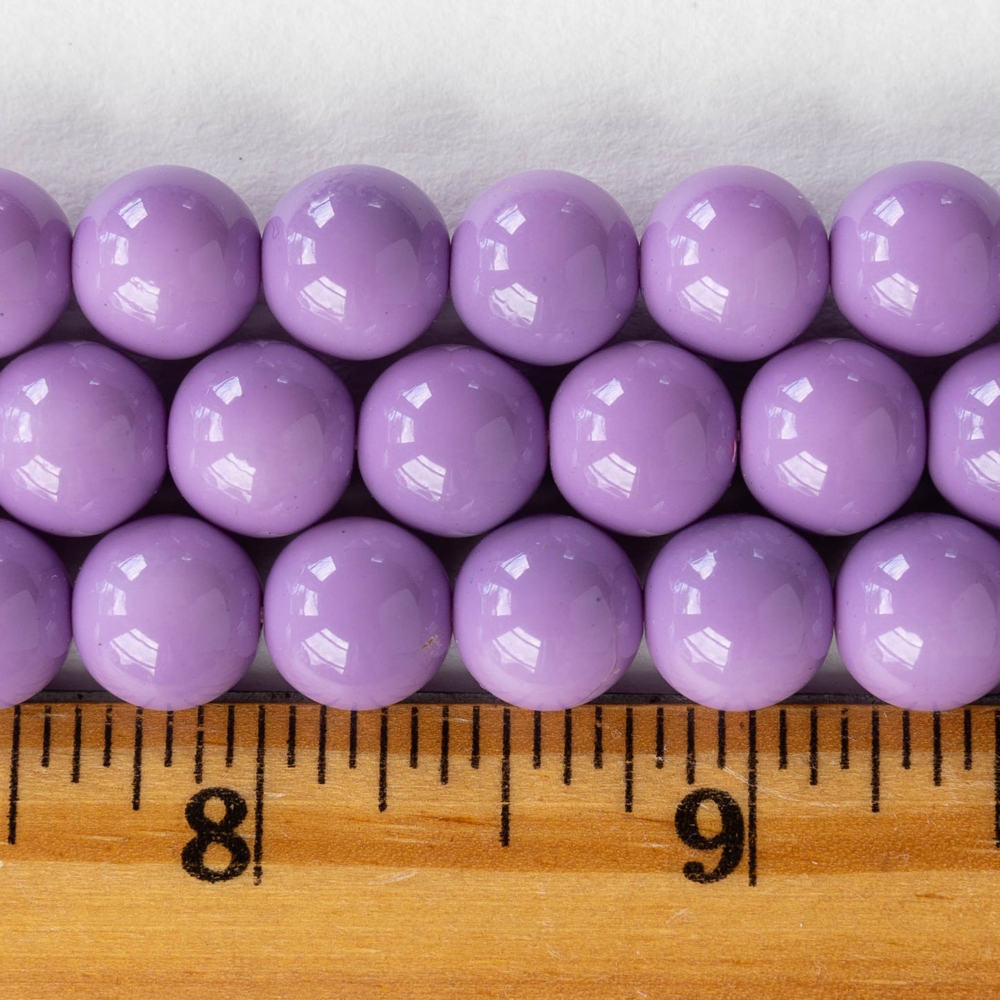 10mm Round Beads - Opaque Lilac - 10 or 20 Beads