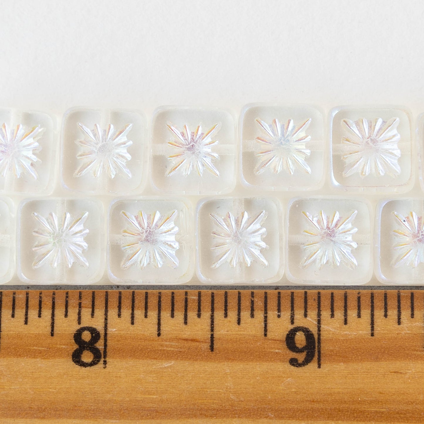 10mm Glass Tile Beads - Crystal AB - 10 or 30