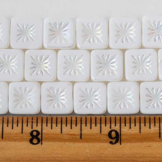 Load image into Gallery viewer, 10mm Glass Tile Beads - Opaque White - 10
