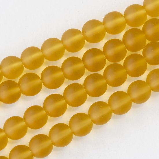 10mm Frosted Glass Rounds - Amber Matte - 21 beads