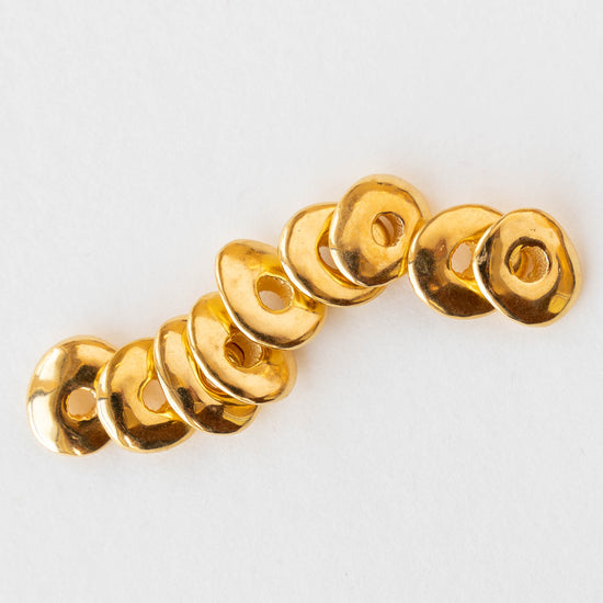 10x12mm 24K Gold Coated Ceramic Beads - 10 or 30