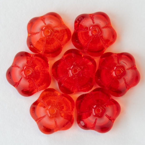 10x12mm Trumpet Flower Beads - Red Matte - 10 or 30