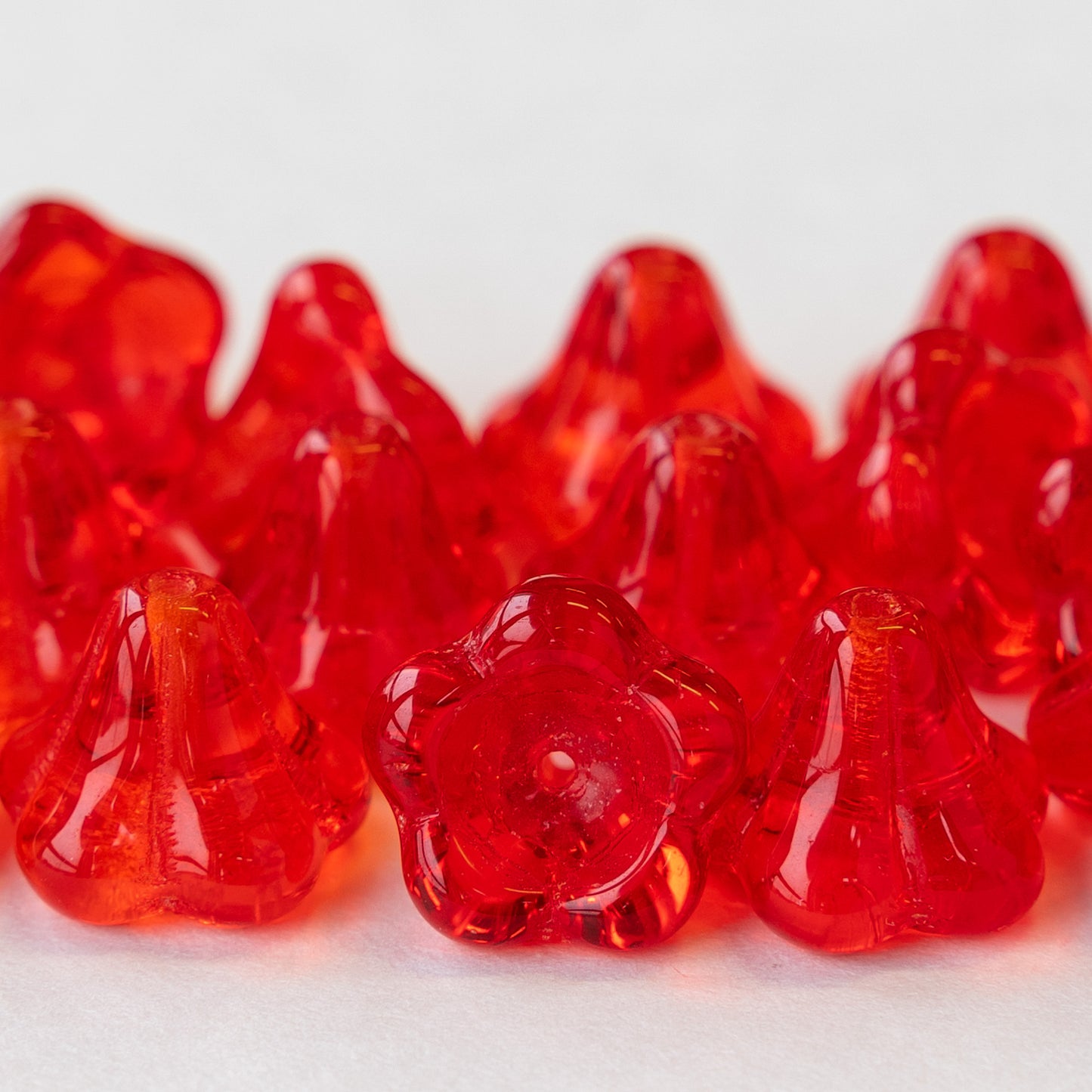 Load image into Gallery viewer, 10x12mm Trumpet Flower Beads - Red Matte - 10 or 30
