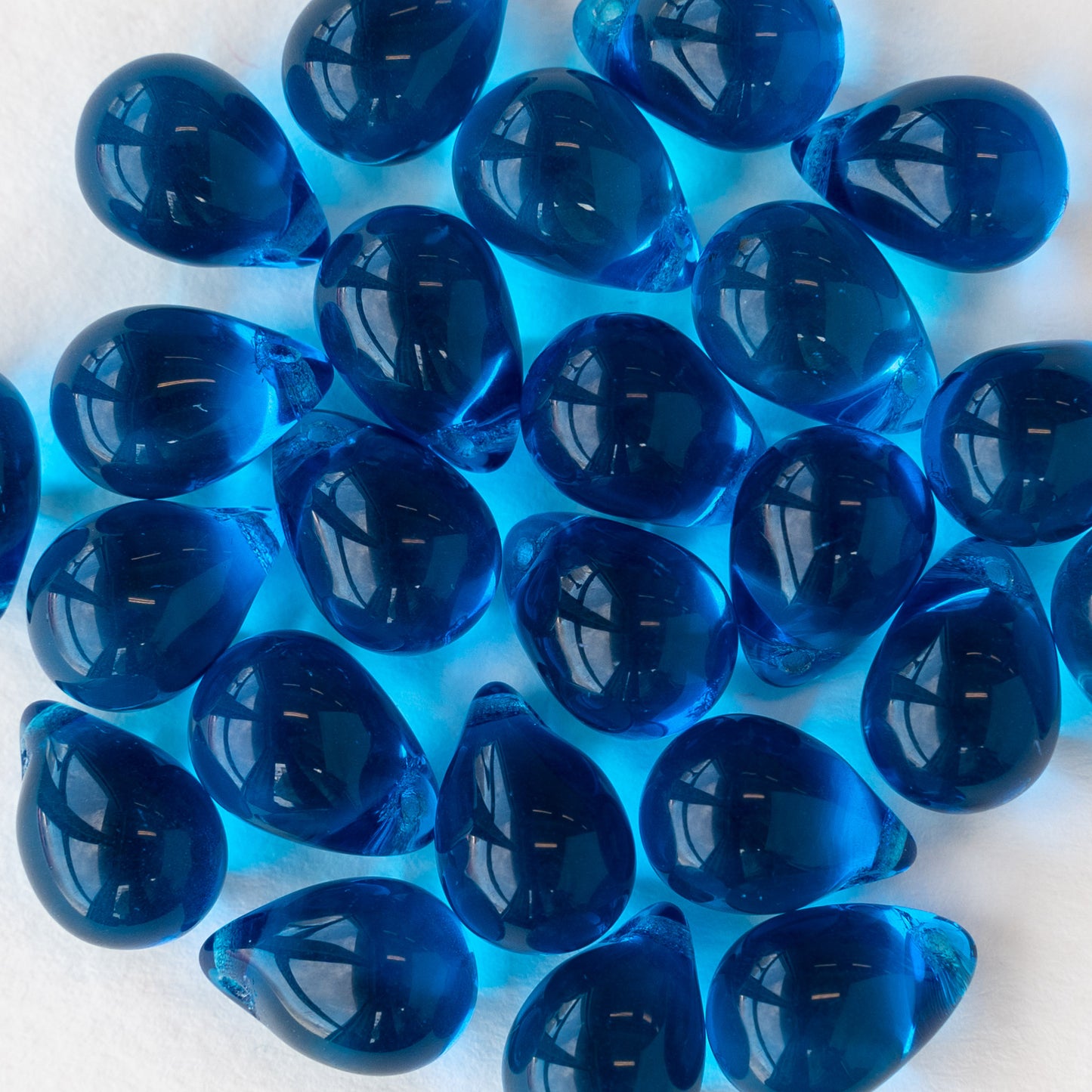 200 PCS 6 * 8mm Teardrop Crystal Glass Beads Teardrop Blue Water