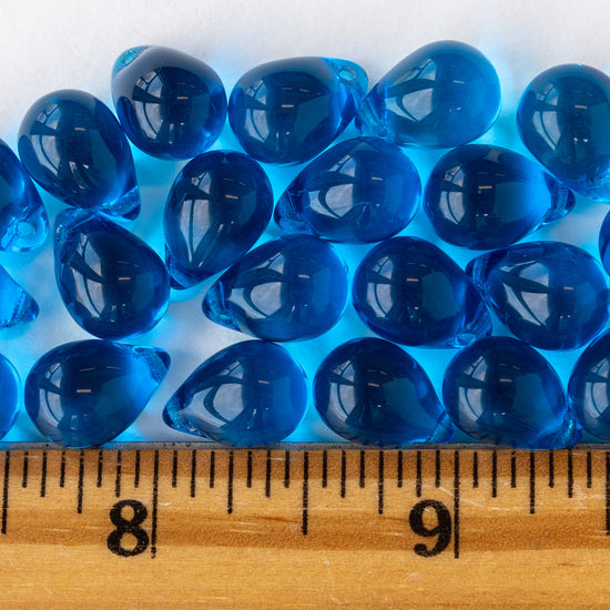 Load image into Gallery viewer, 10x14mm Glass Teardrop Beads - Azure Blue Glass - 12, 24 or 48
