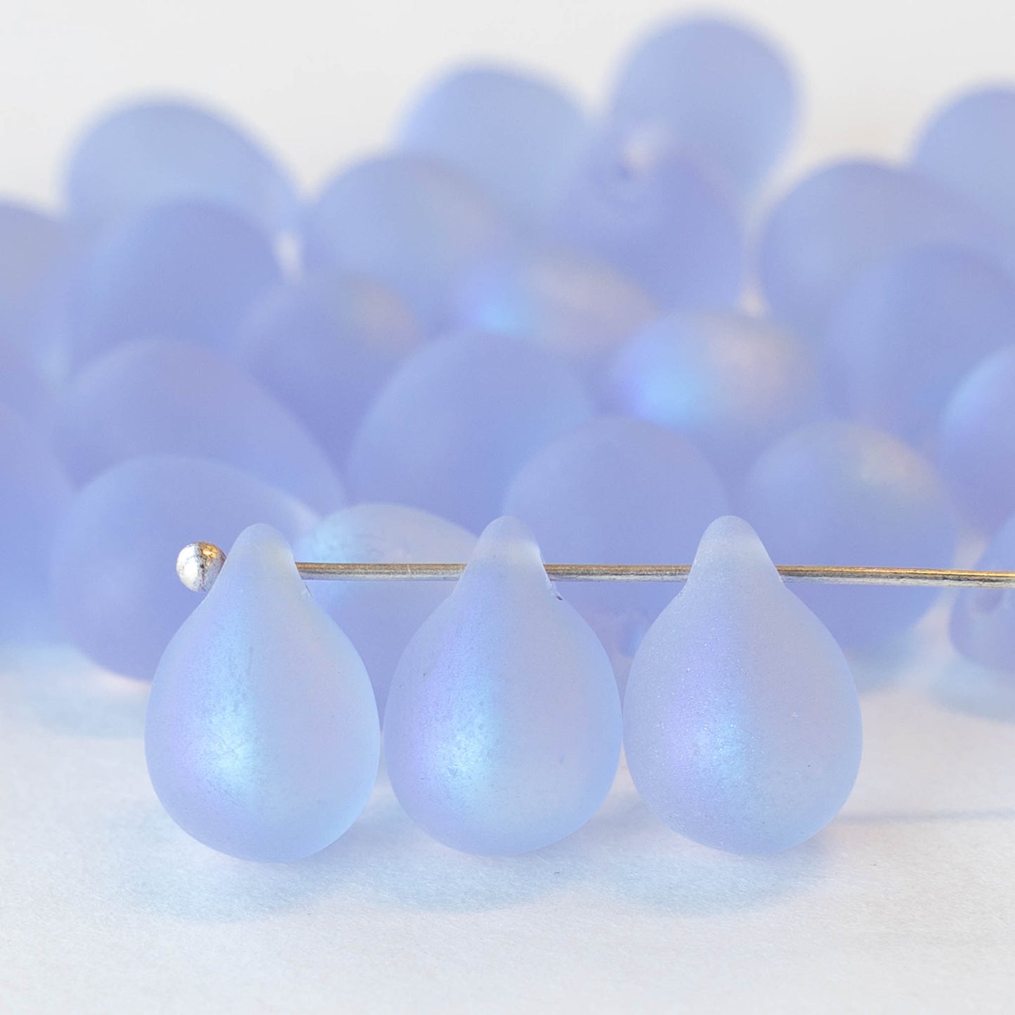10x14mm Glass Teardrop Beads - Lavender Matte AB - Choose Amount