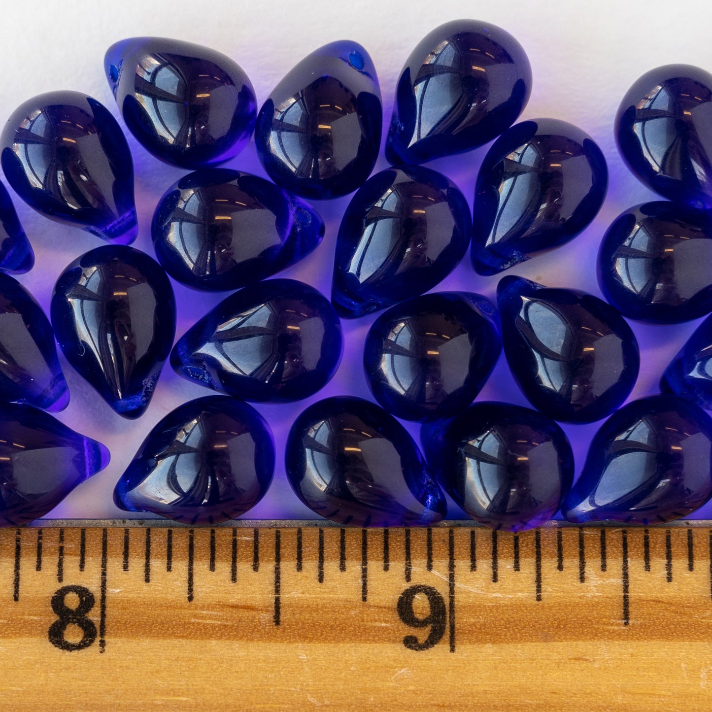 10x14mm Large Glass Teardrop Beads - Classic Cobalt - Choose Amount