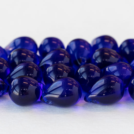 10x14mm Large Glass Teardrop Beads - Classic Cobalt - Choose Amount