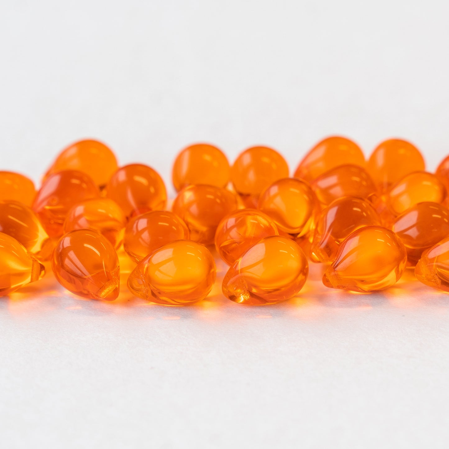 10x14mm Glass Teardrop Beads - Hyacinth Orange -