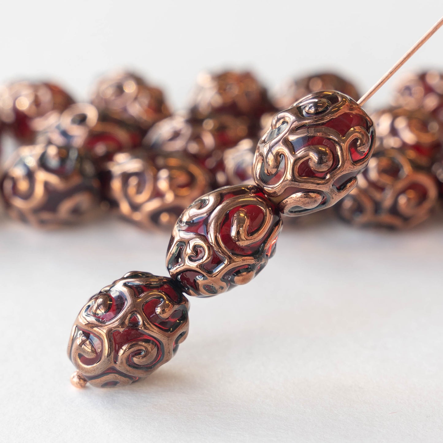 15x10mm Handmade Lampwork Beads - Red - 2, 6 or 12