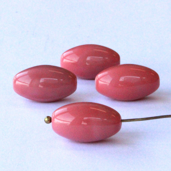 10x17mm Opaque Glass Oval Beads - Pink Rose - 6 or 18