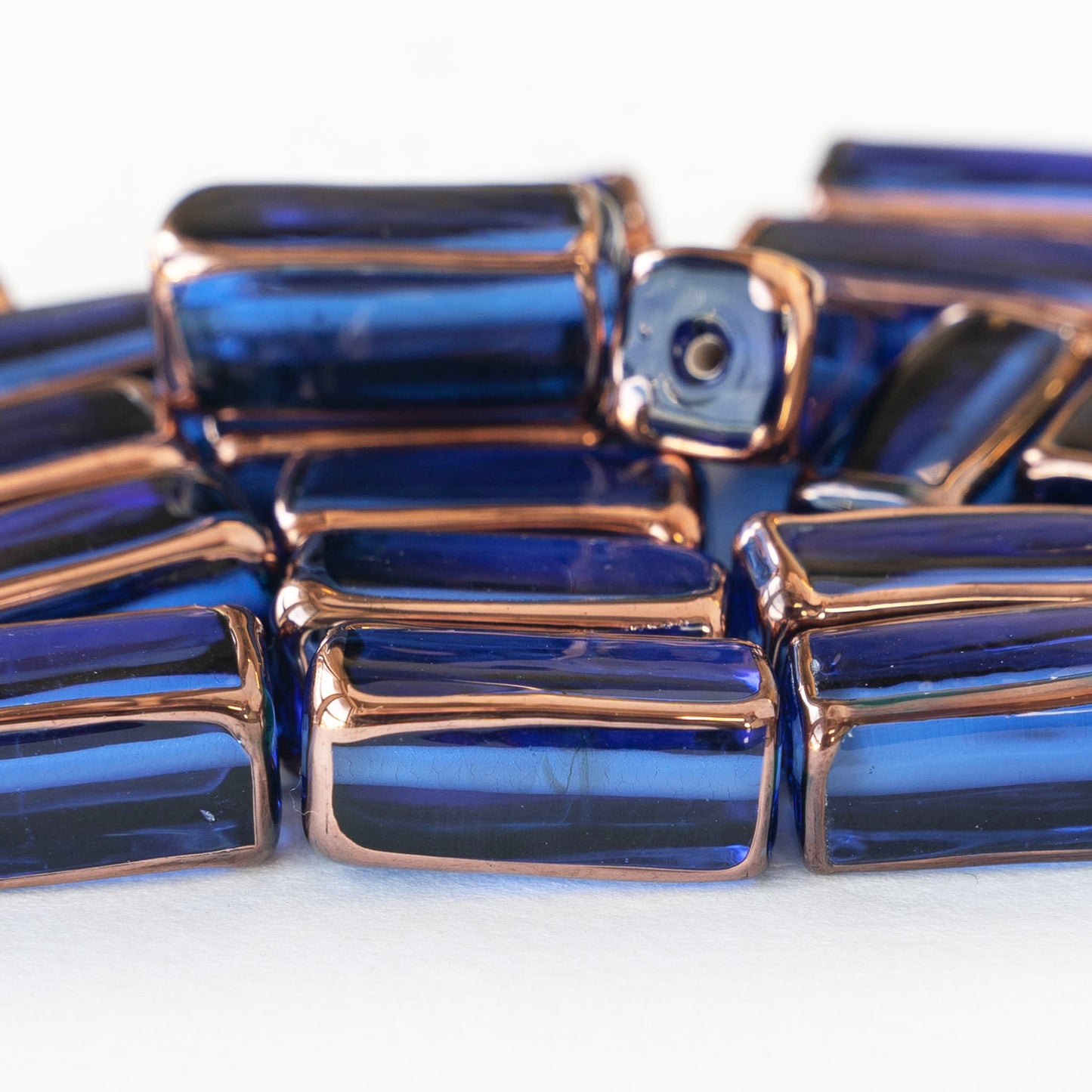 Rectangle Lampwork Beads - 20mm - Sapphire Blue - 2, 4 or 8