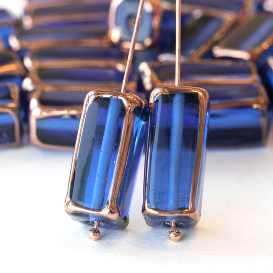 Rectangle Lampwork Beads - 20mm - Sapphire Blue - 2, 4 or 8